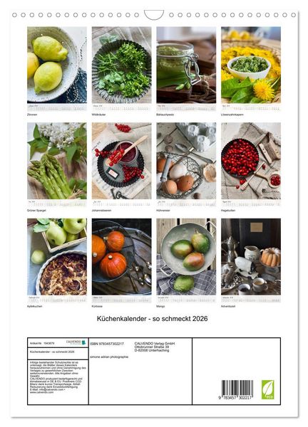 Produktbild: K&uuml;chenkalender - so schmeckt 2026 (Wandkalender 2026 DIN A3 hoch), CALVENDO Monatskalender