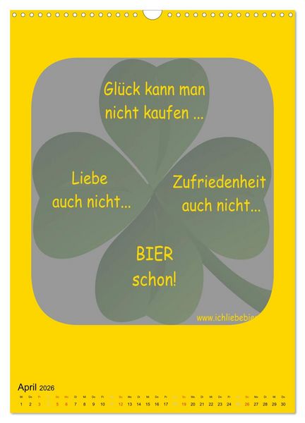 Produktbild: Ich liebe Bier (Wandkalender 2026 DIN A3 hoch), CALVENDO Monatskalender