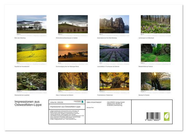 Produktbild: Impressionen aus Ostwestfalen-Lippe (hochwertiger Premium Wandkalender 2026 DIN A2 quer), Kunstdruck in Hochglanz
