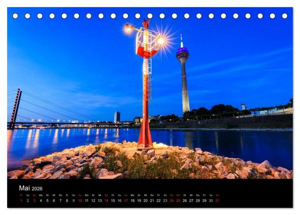Produktbild: D&uuml;sseldorf bei Nacht (Tischkalender 2026 DIN A5 quer), CALVENDO Monatskalender