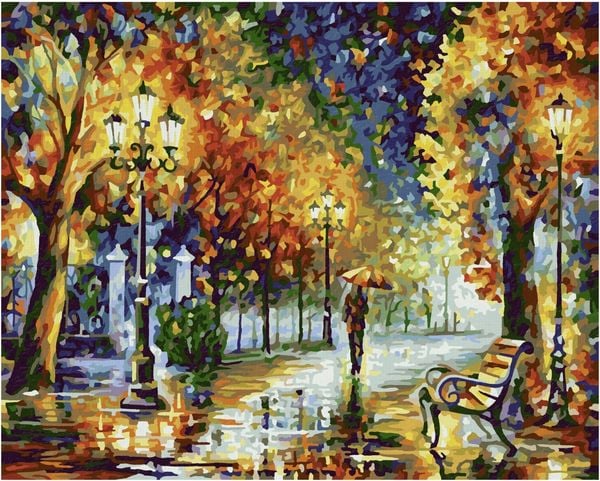 Schipper 609240910 - Malen nach Zahlen, Spaziergang im Herbst, 24 x 30 cm