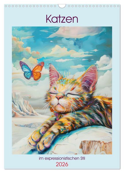 Produktbild: Katzen im expressionistischen Stil (Wandkalender 2026 DIN A3 hoch), CALVENDO Monatskalender