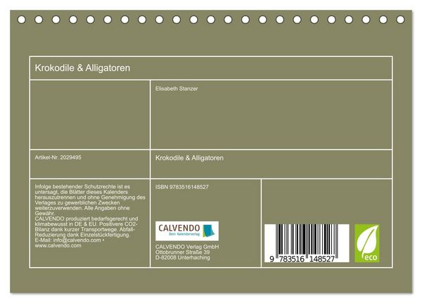 Produktbild: Krokodile & Alligatoren (Tischkalender 2026 DIN A5 quer), CALVENDO Monatskalender