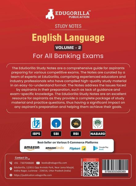 Produktbild: English Language (Vol 2) Topicwise Notes for All Banking Related Exams | A Complete Preparation Book for All Your Banking Exams with Solved MCQs | IBP