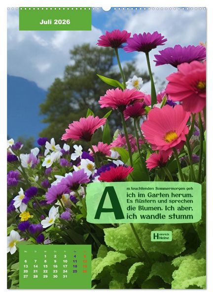 Produktbild: Verr&uuml;ckt nach BLUMEN Artwork - Farben - Zitate (Wandkalender 2026 DIN A2 hoch), CALVENDO Monatskalender