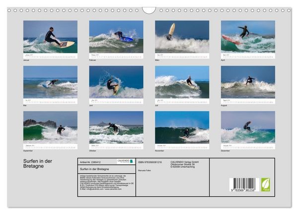 Produktbild: Surfen in der Bretagne (Wandkalender 2027 DIN A3 quer), CALVENDO Monatskalender