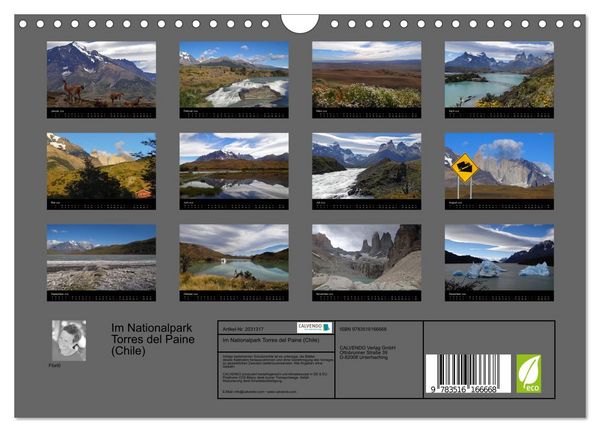 Produktbild: Im Nationalpark Torres del Paine (Chile) (Wandkalender 2026 DIN A4 quer), CALVENDO Monatskalender