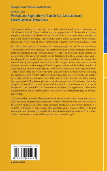 Produktbild: Methods and Applications of Sample Size Calculation and Recalculation in Clinical Trials