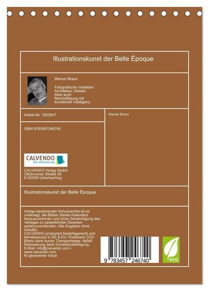 Produktbild: Illustrationskunst der Belle &Eacute;poque (Tischkalender 2026 DIN A5 hoch), CALVENDO Monatskalender