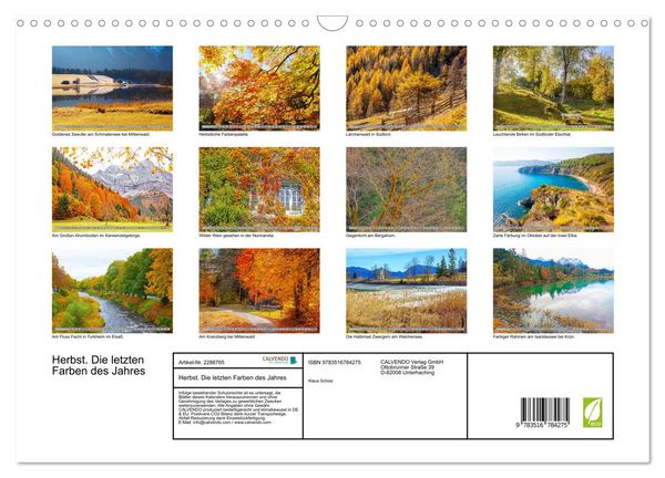 Produktbild: Herbst. Die letzten Farben des Jahres (Wandkalender 2027 DIN A3 quer), CALVENDO Monatskalender