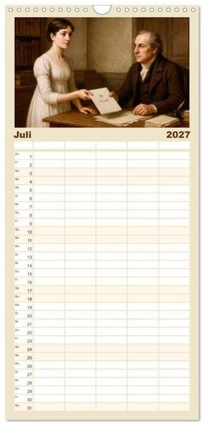 Produktbild: Familienplaner 2027 - Jane Austen mit 5 Spalten (Wandkalender, 21 x 45 cm) CALVENDO