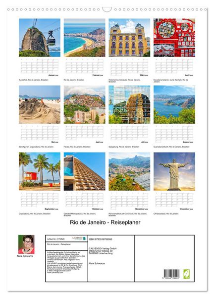 Produktbild: Rio de Janeiro - Reiseplaner (Wandkalender 2026 DIN A2 hoch), CALVENDO Monatskalender