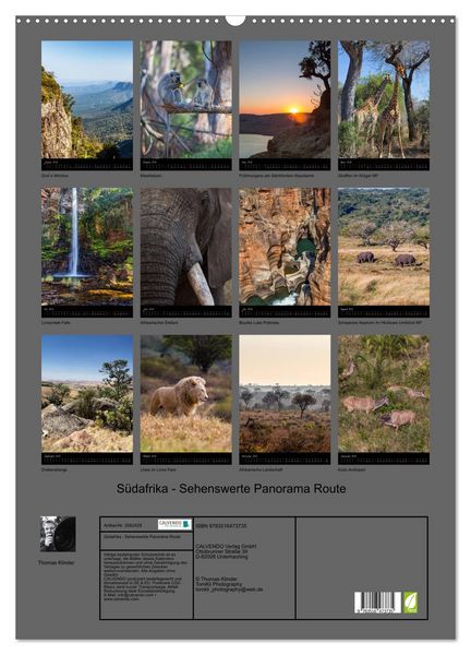 Produktbild: S&uuml;dafrika - Sehenswerte Panorama Route (Wandkalender 2026 DIN A2 hoch), CALVENDO Monatskalender