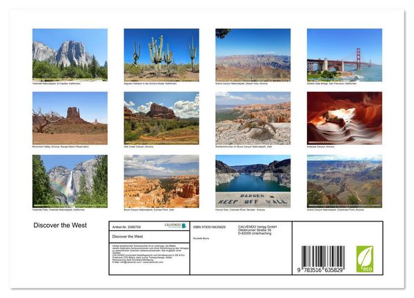 Produktbild: Discover the West (Wandkalender 2026 DIN A4 quer), CALVENDO Monatskalender