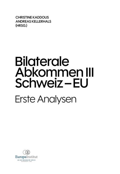 Produktbild: Bilaterale Abkommen III Schweiz-EU