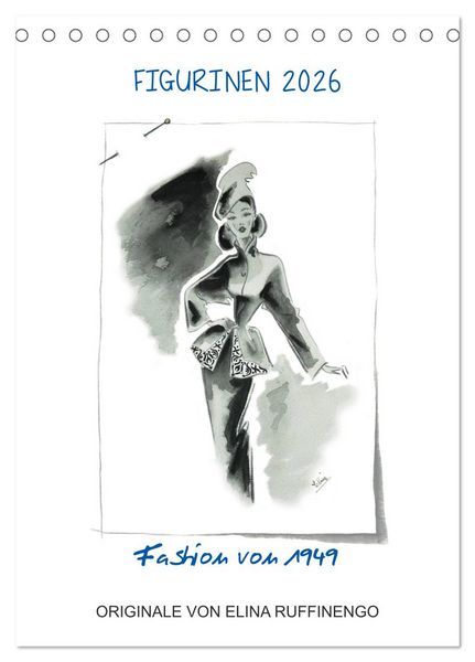 Produktbild: FIGURINEN 2026 - Fashion von 1949 - Originale von Elina Ruffinengo (Tischkalender 2026 DIN A5 hoch), CALVENDO Monatskalender