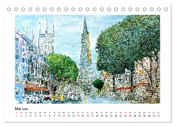 Produktbild: San Francisco in stillen Aquarellen (Tischkalender 2026 DIN A5 quer), CALVENDO Monatskalender