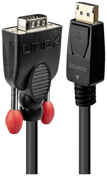 LINDY Anschlusskabel VGA 9pol. Stecker, DisplayPort Stecker 0.50m Schwarz 41940 VGA-Kabel