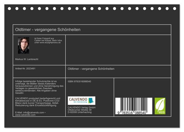 Produktbild: Oldtimer - vergangene Sch&ouml;nheiten (Tischkalender 2026 DIN A5 quer), CALVENDO Monatskalender