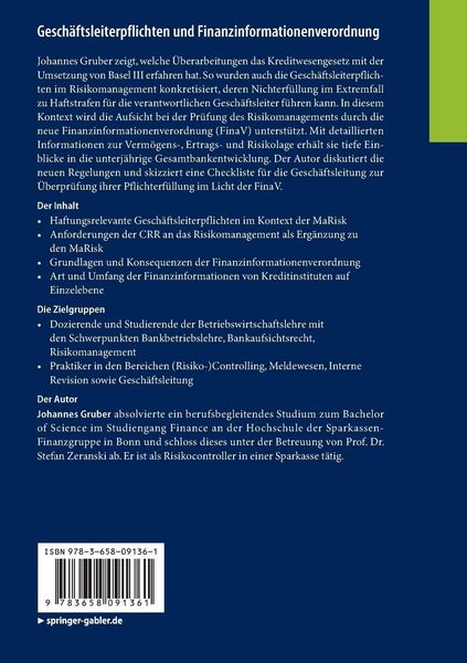Produktbild: Gesch&auml;ftsleiterpflichten und Finanzinformationenverordnung