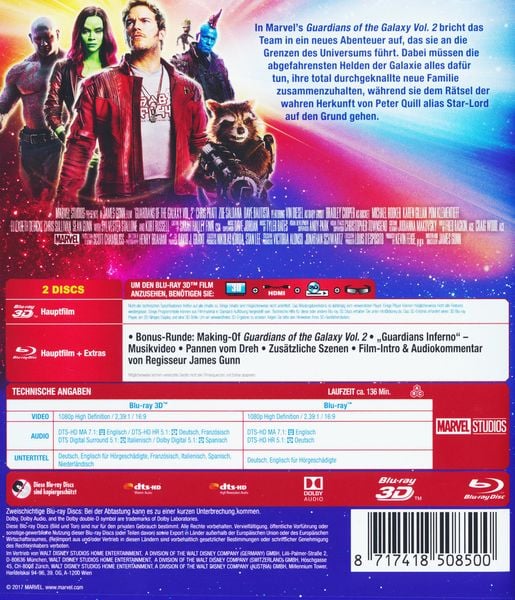 Produktbild: Guardians of the Galaxy 2 (+ Blu-ray 2D)