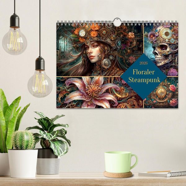 Produktbild: Floraler Steampunk (Wandkalender 2026 DIN A4 quer), CALVENDO Monatskalender