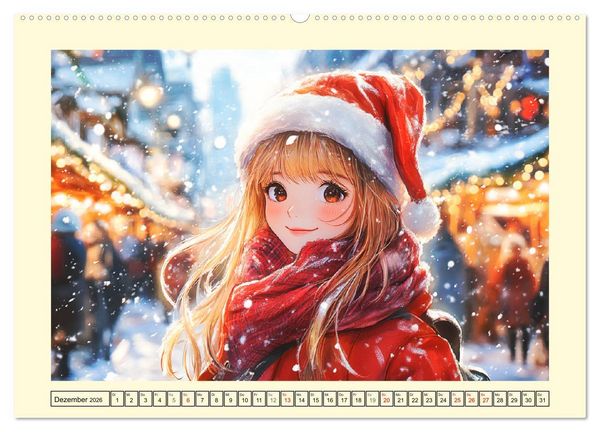 Produktbild: Manga M&auml;dchen. Ein Jahr voller Stadtabenteuer (Wandkalender 2026 DIN A2 quer), CALVENDO Monatskalender