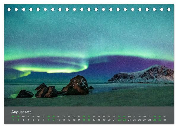 Produktbild: Naturwunder Polarlicht (Tischkalender 2026 DIN A5 quer), CALVENDO Monatskalender