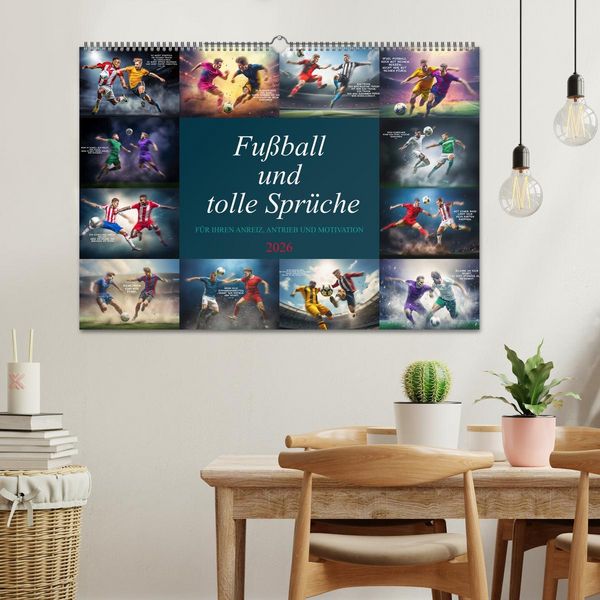 Produktbild: Fu&szlig;ball und tolle Spr&uuml;che (Wandkalender 2026 DIN A2 quer), CALVENDO Monatskalender