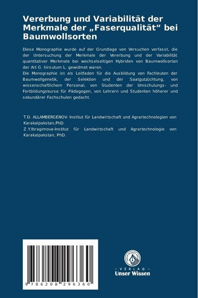Produktbild: Vererbung und Variabilit&auml;t der Merkmale der "Faserqualit&auml;t" bei Baumwollsorten