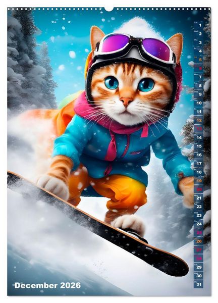 Produktbild: Outdoor sports for cats (High Quality Premium Wall Calendar 2026 DIN A2 portrait),CALVENDO 12 Month Wall Calendar
