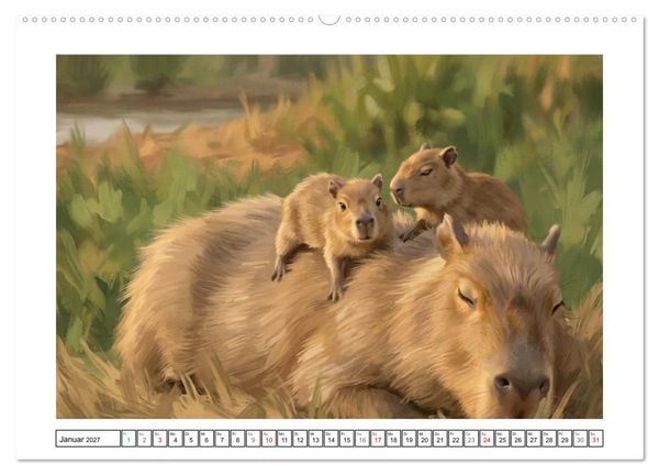 Produktbild: Capybara &ndash; Ein Nachmittag am Fluss (Wandkalender 2027 DIN A2 quer), CALVENDO Monatskalender