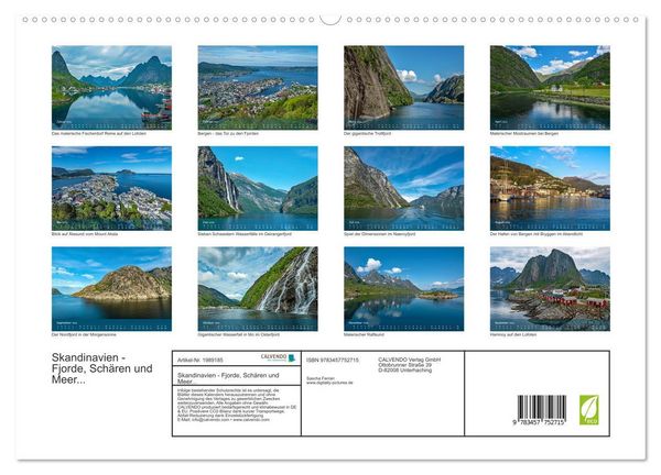 Produktbild: Skandinavien - Fjorde, Sch&auml;ren und Meer... (hochwertiger Premium Wandkalender 2026 DIN A2 quer), Kunstdruck in Hochglanz