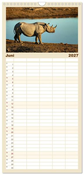 Produktbild: Familienplaner 2027 - Namibias faszinierende Tierwelt mit 5 Spalten (Wandkalender, 21 x 45 cm) CALVENDO