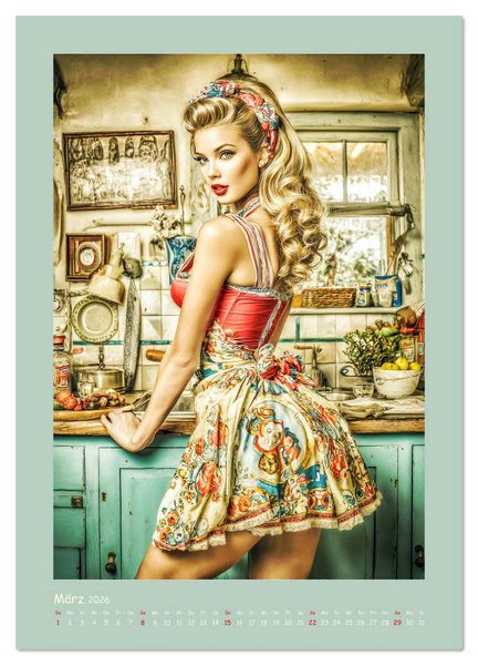 Produktbild: Flair der 50er Jahre. Girls im nostalgischen Pin-up-Stil (Wandkalender 2026 DIN A4 hoch), CALVENDO Monatskalender