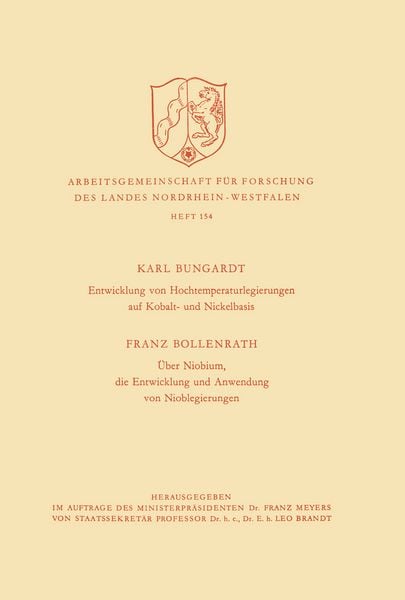 Produktbild: Entwicklung von Hochtemperaturlegierungen auf Kobalt- und Nickelbasis. &Uuml;ber Niobium, die Entwicklung und Anwendung von Nioblegierungen