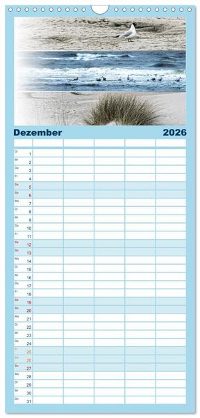 Produktbild: Familienplaner 2026 - K&uuml;stenstreifen an der Nordsee mit 5 Spalten (Wandkalender, 21 x 45 cm) CALVENDO