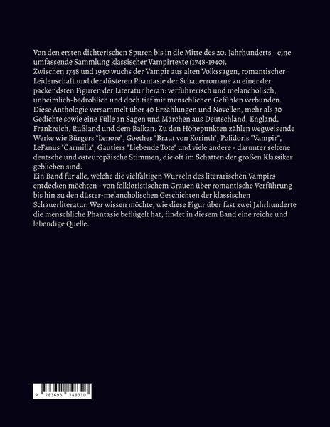 Produktbild: Im Schatten Draculas - Die fr&uuml;he Vampir-Literatur: Erz&auml;hlungen, Gedichte und Volkssagen 1748 - 1940