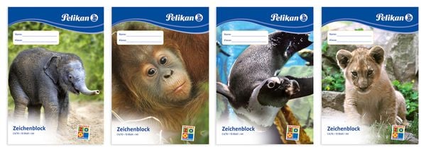 Produktbild: Pelikan Zeichenblock A3 Tiermotiv mit 20 Blatt