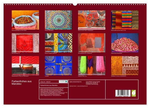 Produktbild: Farbenfrohes aus Marokko (hochwertiger Premium Wandkalender 2026 DIN A2 quer), Kunstdruck in Hochglanz