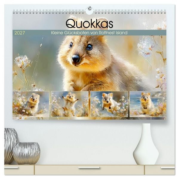 Quokkas. Kleine Glücksboten von Rottnest Island (hochwertiger Premium Wandkalender 2027 DIN A2 quer), Kunstdruck in Hochglanz