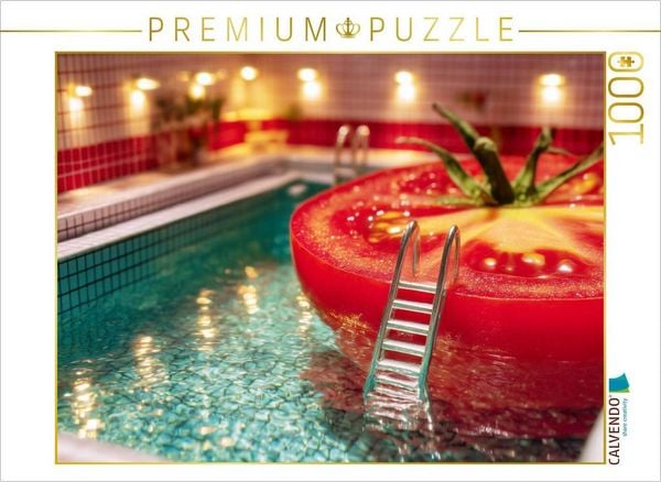 CALVENDO Puzzle Tomate als Badeinsel | 1000 Teile Lege-Größe 64x48cm Foto-Puzzle für glückliche Stunden