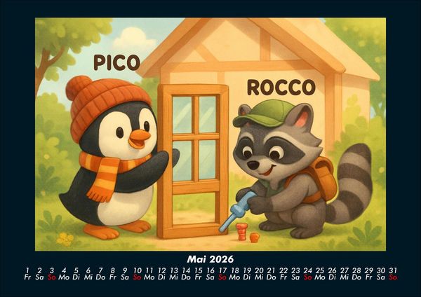 Produktbild: Pico & Rocco bauen ein Haus 2026 Fotokalender DIN A4