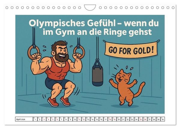 Produktbild: Kraftsport, Hanteln und Humor (Wandkalender 2026 DIN A4 quer), CALVENDO Monatskalender