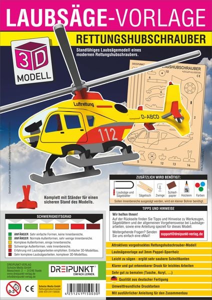 Produktbild: 3D Laubs&auml;gevorlage Rettungshubschrauber