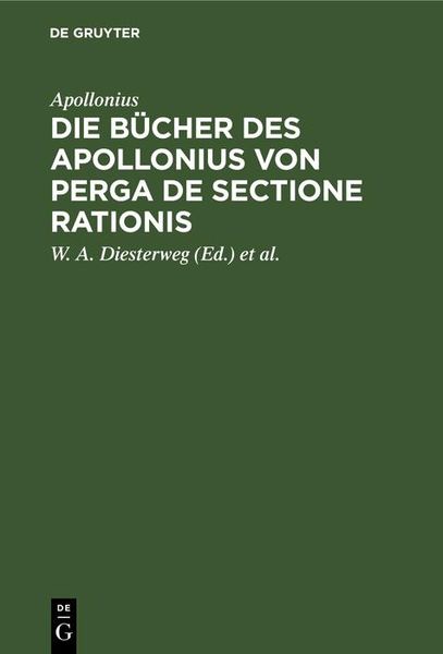Produktbild: Die B&uuml;cher des Apollonius von Perga de sectione rationis