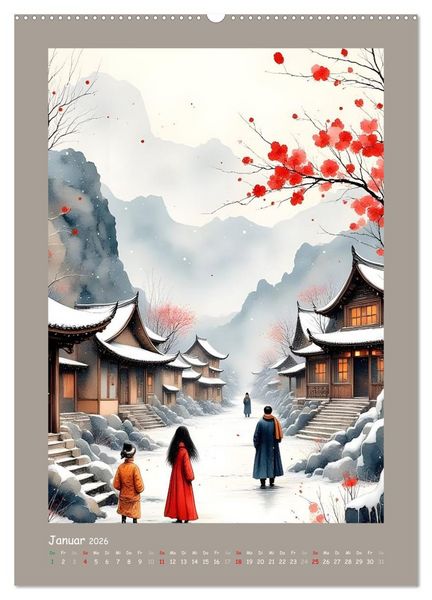 Produktbild: Berge, Pagoden, Tempel (Wandkalender 2026 DIN A2 hoch), CALVENDO Monatskalender
