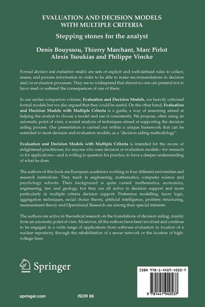 Produktbild: Evaluation and Decision Models with Multiple Criteria