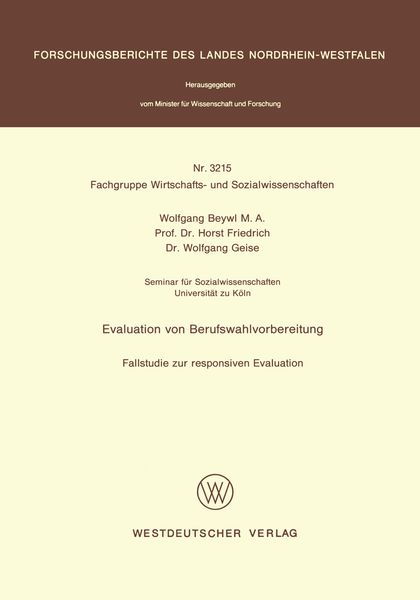 Produktbild: Evaluation von Berufswahlvorbereitung