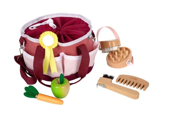 Produktbild: Pferdepflegeset mit Tasche rot